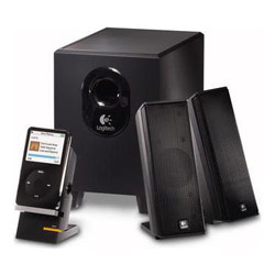 Logitech X-240 iPod Speaker System - 2.1-channel - Black