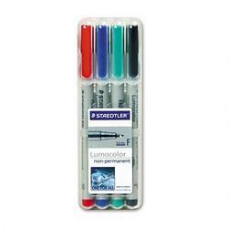 J.S. Staedtler, Inc. Lumocolor Wet Erase Overhead Transparency Markers, Fine Pt., 4-Color Set (STD316WP4)