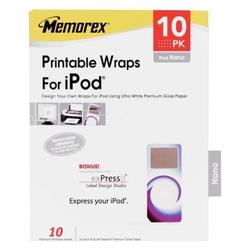 Memorex MEMOREX 32020429 iPod Nano Printable Wraps - 10 Pack