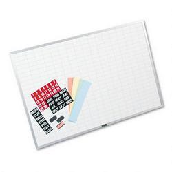 Magna Visual, Inc. Magnetic Board Work/Plan Kit with Accessories, 1x2 Grid, 36wx24h, Aluminum Frame (MAVOB2436B)