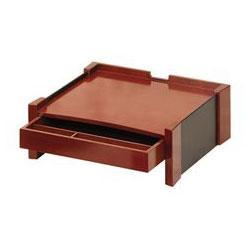 RubberMaid Mahogany Wood & Black Leather Monitor Stand, 14-7/16w x 13-7/16d x 5-1/8h (ROL81776)