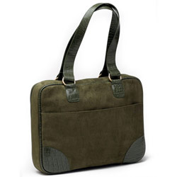 Mango-Tango Mango Tango Olive Faux Suede Slim-Line Laptop Bag - Leather - Olive