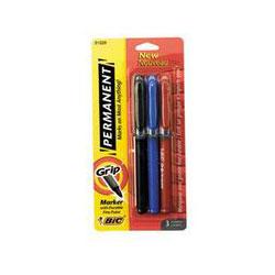 Bic Corporation Mark-It Fine Point Permanent Marker, Three-Color Set, Rubber Grip (BICGPMP31AST)