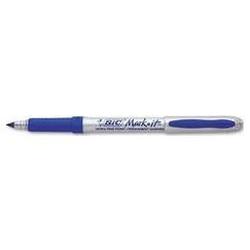 Bic Corporation Mark-It™ Ultra-Fine Tip Permanent Marker, Rubber Grip, Deep Sea Blue Ink, Dozen (BICGPMU11BE)