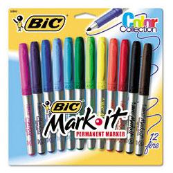 Benchmark Graphics Marker, Permanent, Fint Point, 12/Pack, Assorted (BICGPMAP12)