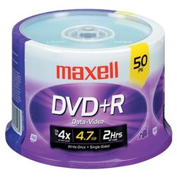 Maxell 16x DVD+R Media - 4.7GB - 50 Pack