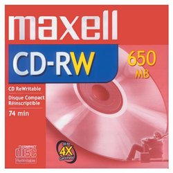 Maxell 4x CD-RW Media - 650MB - 1 Pack