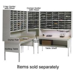 Mayline SR2446RPG Mailflow-To Go Corner Sorter With Riser, 2 Tier, 20 Pockets, Use With 60 W Sorter,