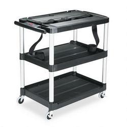 RubberMaid Media Master™ Three-Shelf AV Carts, 33 Open Electronic, Black (RUB9T28)