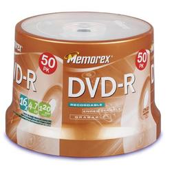 Memorex 16x DVD-R Media - 4.7GB - 120mm Standard - 50 Pack Spindle