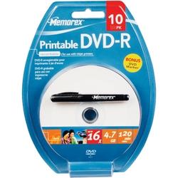 Memorex 16x DVD-R Media with Marker - 4.7GB - 10 Pack