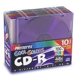 Memorex 48x Cool Color CD-R Media - 700MB - 10 Pack