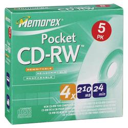 Memorex 4x CD-RW Media - 210MB - 5 Pack
