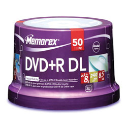 Memorex 50Pk DVD+R 8x Double Layer Media Spindle