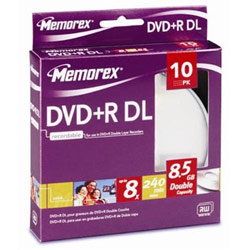 Memorex 8x DVD+R Double Layer Media - 8.5GB - 10 Pack