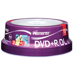 Memorex 8x DVD+R Double Layer Media - 8.5GB - 15 Pack