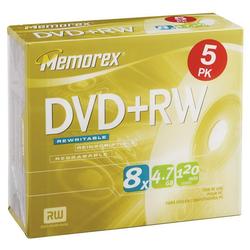 Memorex 8x DVD+RW Media - 4.7GB - 5 Pack