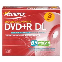 Memorex DVD+R Double Layer Media - 8.5GB - 3 Pack