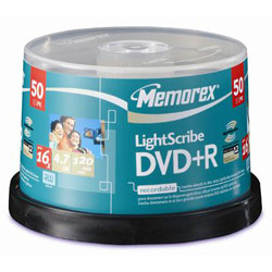 Memorex Lightscribe 16x DVD+R Media - 4.7GB - 50 Pack