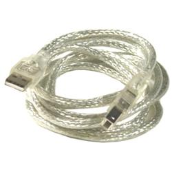MICRO CONNECTORS Micro Connectors USB 2.0 Cable - 1 x Type A USB - 1 x Type B USB - 10ft - Clear