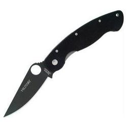 Spyderco Military Model, Black Blade, G-10 Handle, Plain