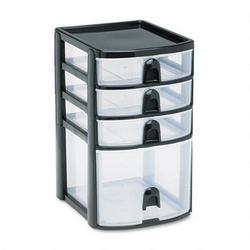 RubberMaid Mini Storage Drawers, 11-1/4 High, Black with 4 Clear Drawers (RUB9A6100BLA)