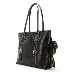 Mobile Edge Signature Tote - Top Loading - Faux-Croc - Black