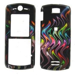 Wireless Emporium, Inc. Motorola L7c Black w/Colorful Waves Snap-On Protector Case Faceplate