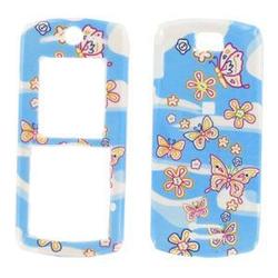 Wireless Emporium, Inc. Motorola L7c Blue w/Butterflies & Flowers Snap-On Protector Case Facep