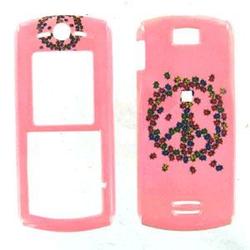 Wireless Emporium, Inc. Motorola L7c Pink w/Peace Symbol Ladybugs Snap-On Protector Case Facep