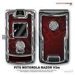 WraptorSkinz Motorola Razor (Razr) V3m Skin Carbon Fiber Red and Chrome WraptorSkin