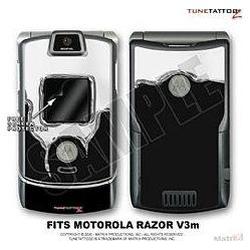 WraptorSkinz Motorola Razor (Razr) V3m Skin Chrome Drip On Black Kit b