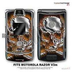 WraptorSkinz Motorola Razor (Razr) V3m Skin Chrome Skull On Fire Kit b