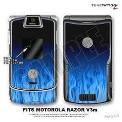 WraptorSkinz Motorola Razor (Razr) V3m Skin Fire Blue On Black Kit by
