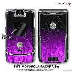 WraptorSkinz Motorola Razor (Razr) V3m Skin Fire Purple On Black Kit b