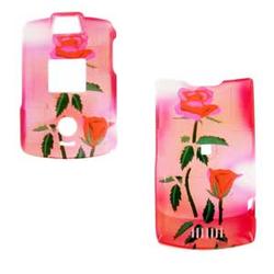 Wireless Emporium, Inc. Motorola V3/V3m/V3c Trans. Red Rose Snap-On Protector Case Faceplate