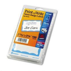 Avery-Dennison Name Badge, 2-11/32 x3-3/8 , 100/Pack, Blue Border (AVE05144)