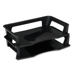 Eldon Office Products Nesting Plastic Letter Trays, 2 Trays, Black (RUB63521)