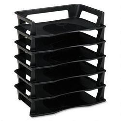 Eldon Office Products Nesting Plastic Letter Trays, 6 Trays, Black (RUB63522)