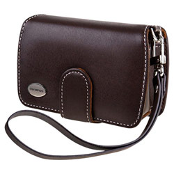 Olympus Premium Slim Leather Case - Top Loading - Waist Strap, Belt Loop - Leather - Dark Brown