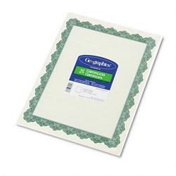 Geographics Optima Green 8-1/2x11 Award Certificates/Gold Seals, 25 Certificates/25 Seals/Pack (GEO39452)