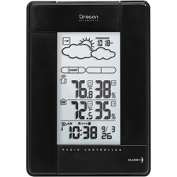 Oregon Scientific BAR-388HGA-BLACK Wireless Weather Station with Humidity Display and Atomic Clock