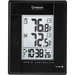 Oregon Scientific RMR-382A-BLACK Wireless Indoor/Outdoor Thermometer with Atomic Clock