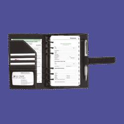 Daytimer/Acco Brands Inc. Organizer Starter Set Pebble-Grain Leather Binder, 3-3/4x6-3/4, Black (DTM49369)