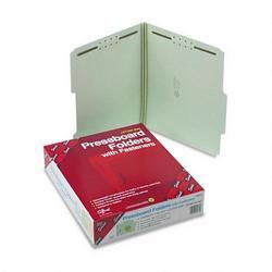 Smead Manufacturing Co. 2 Fastener Gray Green Pressboard Folders, Letter, 2/5 Cut, 2 Exp., 25/Box