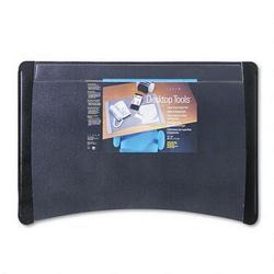 RubberMaid 2008 Rectangular/Curved Bottom Vinyl Desk Pad w/Clear Overlay, Black, 19 x 28