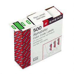 Smead Manufacturing Co. A Z Color Coded Bar Style End Tab Filing Labels, Light Green, Letter D, 500/Roll