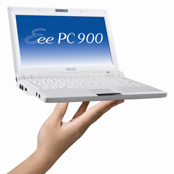 Asus ASUS Eee PC 900 Intel Mobile CPU, 1GB, 16GB Solid State Drive SSD, 8.9 Widescreen TFT, 802.11b/g, Windows XP Home, Webcam (Pearl White)