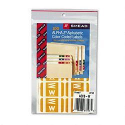 Smead Manufacturing Co. Alpha Z® Color Coded Labels, Second Letter, Yellow, Letter W, 100/Pack