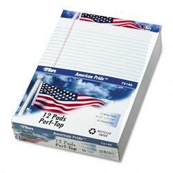 Tops Business Forms American Pride Writing Pads, Recycled, 8 1/2 x 11 3/4, Legal Rule, White, 12/Pack